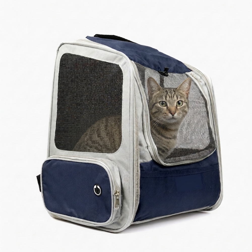 Skatrs Breathable Cat Backpack Carrier Foldable & Ventilated Travel Bag for Adult & Kitten Cats (Blue) Cats-Bedding, Mats & Travel Supplies Skatrs 31 cm X 33 cm X 44 cm