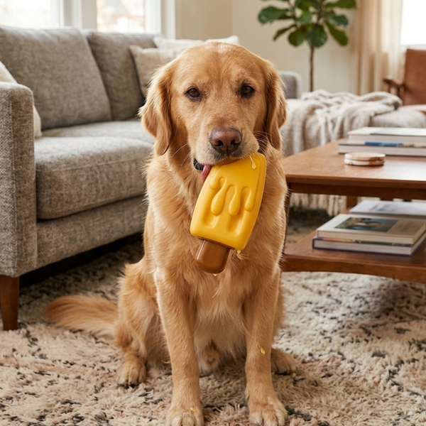 Skatrs Latex Squeaky Mango Ice cream Toy for Dogs