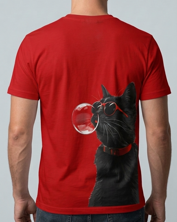Skatrs Midnight Meow Oversized Tee for Men and Women (Red)