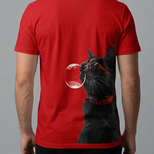 Skatrs Midnight Meow Oversized Tee for Men and Women (Red)