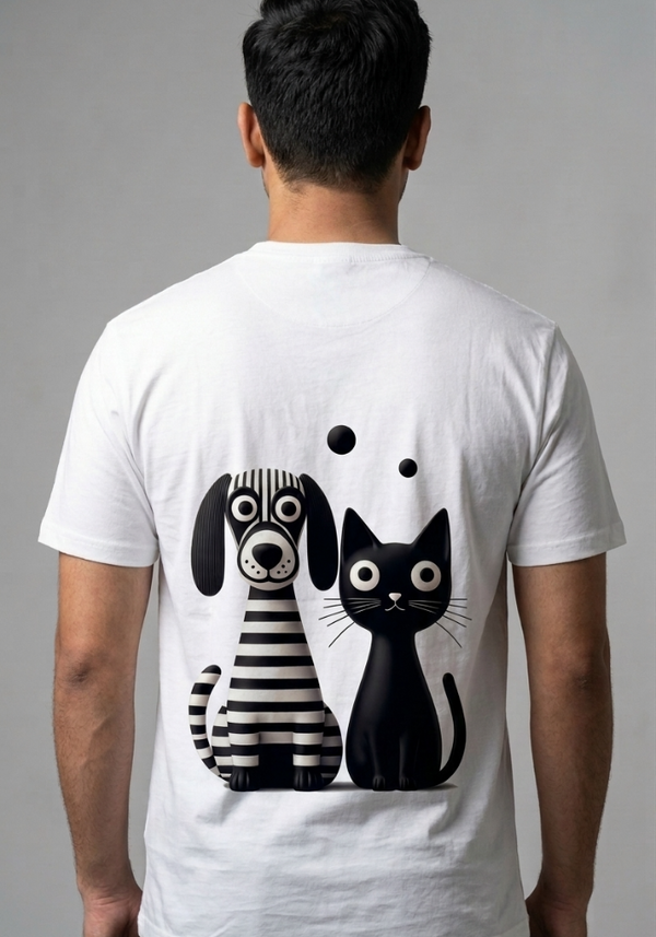 Skatrs Paws Together Oversized Tee for Men and Women (White)