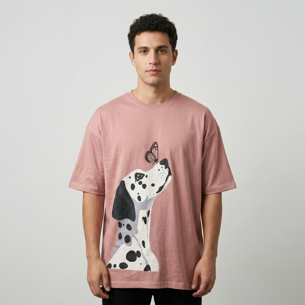 Skatrs Butterfly Boops Oversized Tee for Men and Women (Onion Pink)