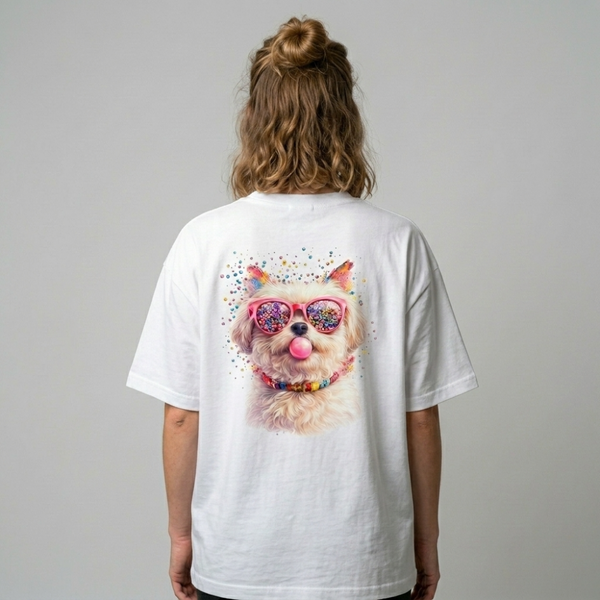 Skatrs Bubblegum Bark Oversized Tee for Men and Women (White)