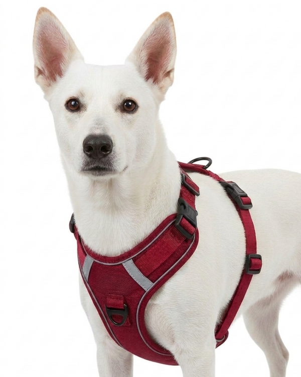 Skatrs Fully Padded Reflective Harness for Dogs & Cats (Maroon)