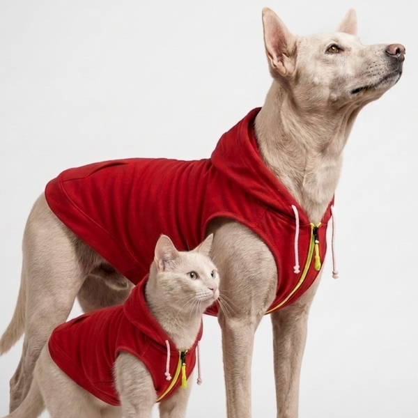 Skatrs  Breezy Hoodies with Pockets for Dog and Cats (Red)