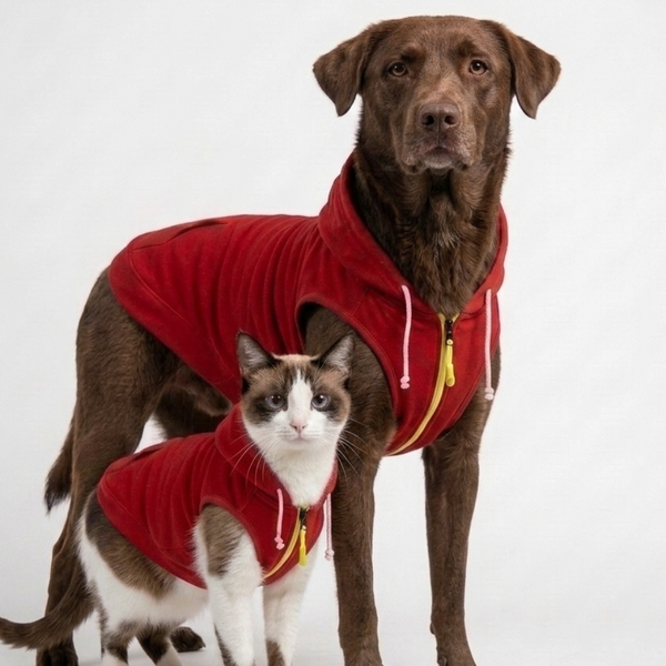 Skatrs  Breezy Hoodies with Pockets for Dog and Cats (Red)