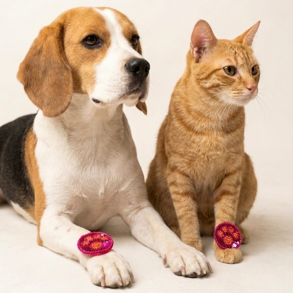 Skatrs Blossom Bond Pet Rakhi for Dogs & Cats (Pink and Orange) Both-Clothing & Accessories Skatrs