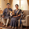 Skatrs Brocade Gold Printed Sherwani for Dogs and Cats (Blue) Both-Clothing & Accessories Skatrs