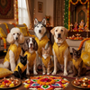 Skatrs Brocade Gold Printed Sherwani for Dogs and Cats (Yellow) Both-Clothing & Accessories Skatrs