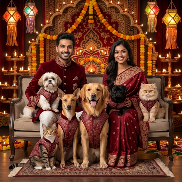 Skatrs Maharaja Handcrafted Sherwani for Dogs and Cats (Crimson Red)