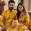 Skatrs Brocade Gold Printed Dress for Dogs and Cats (Yellow) Both-Clothing & Accessories Skatrs