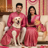 Skatrs Brocade Gold Printed Dress for Dogs and Cats (Pink) Both-Clothing & Accessories Skatrs