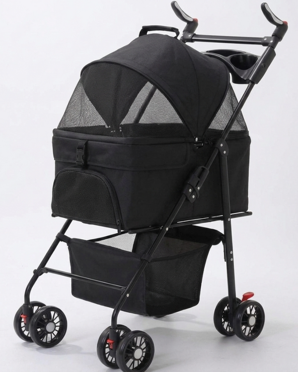 Skatrs Portable Pet Stroller for Small & Medium Dogs and Cats (Black)