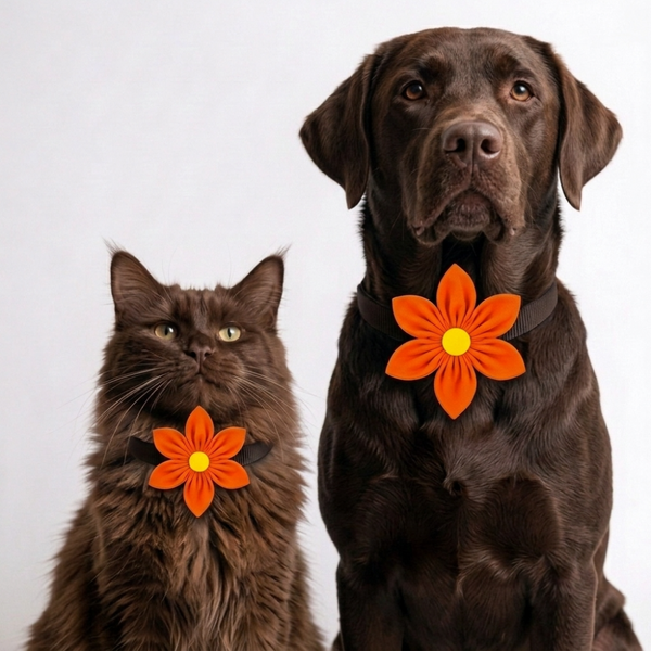 Skatrs Flower Bow for Dogs and Cats (Orange)