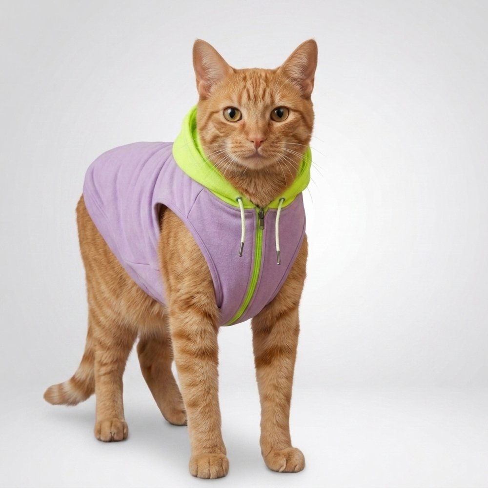 Skatrs Lilac Pop In-Style Hoodie For Dogs and Cats(Lilac & Neon Green) Both-Clothing & Accessories Skatrs
