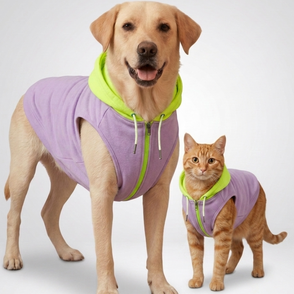 Skatrs Lilac Pop In-Style Hoodie For Dogs and Cats(Lilac & Neon Green) Both-Clothing & Accessories Skatrs