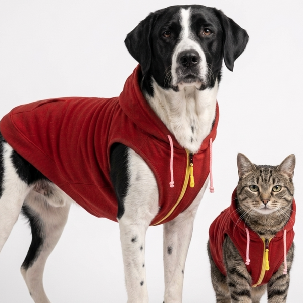 Skatrs  Breezy Hoodies with Pockets for Dog and Cats (Red)