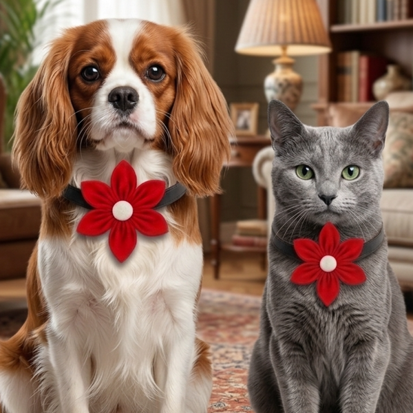 Skatrs Flower Bow for Dogs and Cats (Red)