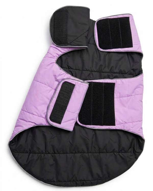 Skatrs Puffer Reversible Jacket for Dogs and Cats (Black/Lilac)