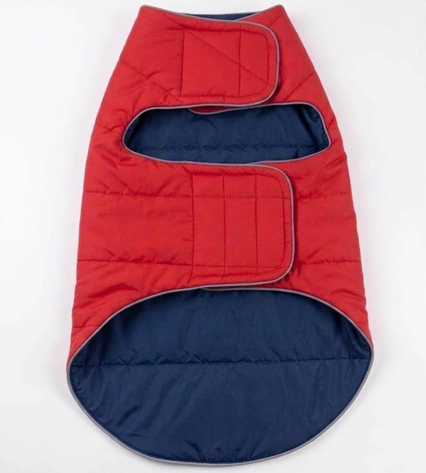 Skatrs Puffer Reversible Jacket for Dogs and Cats (Blue/Red)