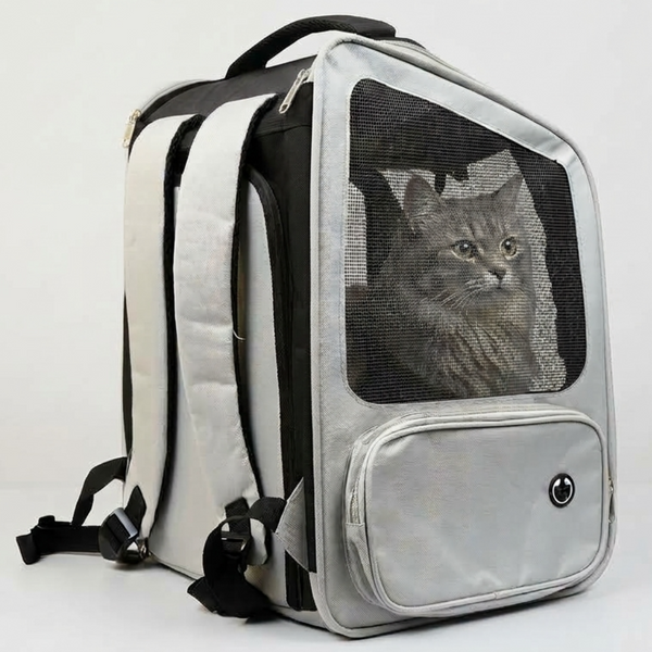 Skatrs Breathable Cat Backpack Carrier Foldable & Ventilated Travel Bag for Adult & Kitten Cats (Black)