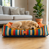 Skatrs Retro Stripe Bolster Bed for Dogs & Cats Both-Bedding, Mats & Travel Supplies Skatrs