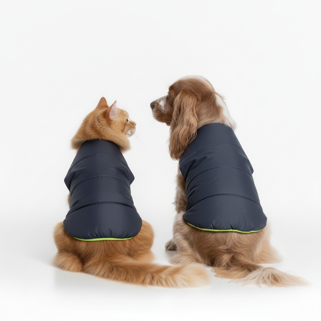 Skatrs Midnight Blue Puffer Reversible Jacket for Dogs and Cats | With Adjustable Baby Velcro Both-Clothing & Accessories Skatrs