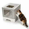 Skatrs Foldable Covered Cat Litter Box with Anti-Spill Tray Easy Cleaning Spacious Design Top and Side Openings Litter Tray for Cats and Kittens Litter Supplies Skatrs
