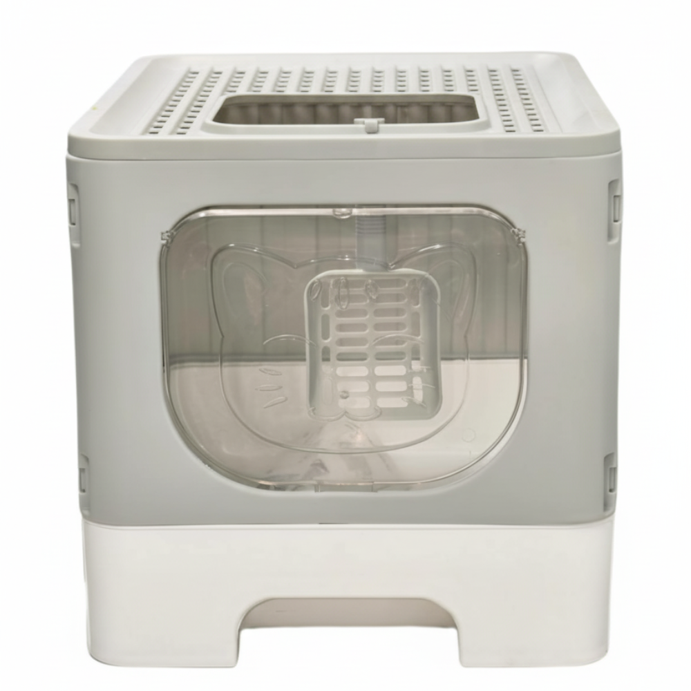 Skatrs Foldable Covered Cat Litter Box with Anti-Spill Tray Easy Cleaning Spacious Design Top and Side Openings Litter Tray for Cats and Kittens Litter Supplies Skatrs