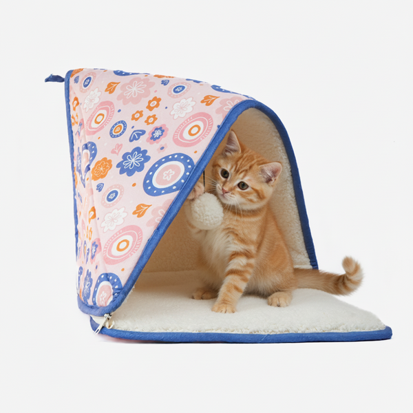 Skatrs Cozy Tent for Cats, Kittens and Small Dogs (Pink and Blue)