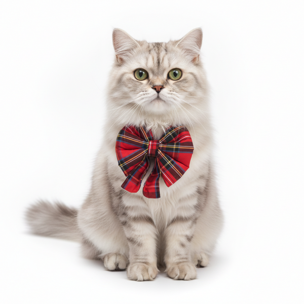 Skatrs Checkered Scottish Red Bow for Dogs and Cats