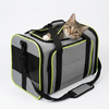Skatrs Foldable Expandable Pet Travel Carrier Bag for Small Dogs, Adult Cats & Kittens (Grey with Neon Green) Both-Bedding, Mats & Travel Supplies Skatrs