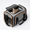 Skatrs Foldable Expandable Pet Travel Carrier Bag for Small Dogs, Adult Cats & Kittens (Grey with Orange) Both-Bedding, Mats & Travel Supplies Skatrs