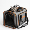 Skatrs Foldable Expandable Pet Travel Carrier Bag for Small Dogs, Adult Cats & Kittens (Grey with Orange) Both-Bedding, Mats & Travel Supplies Skatrs