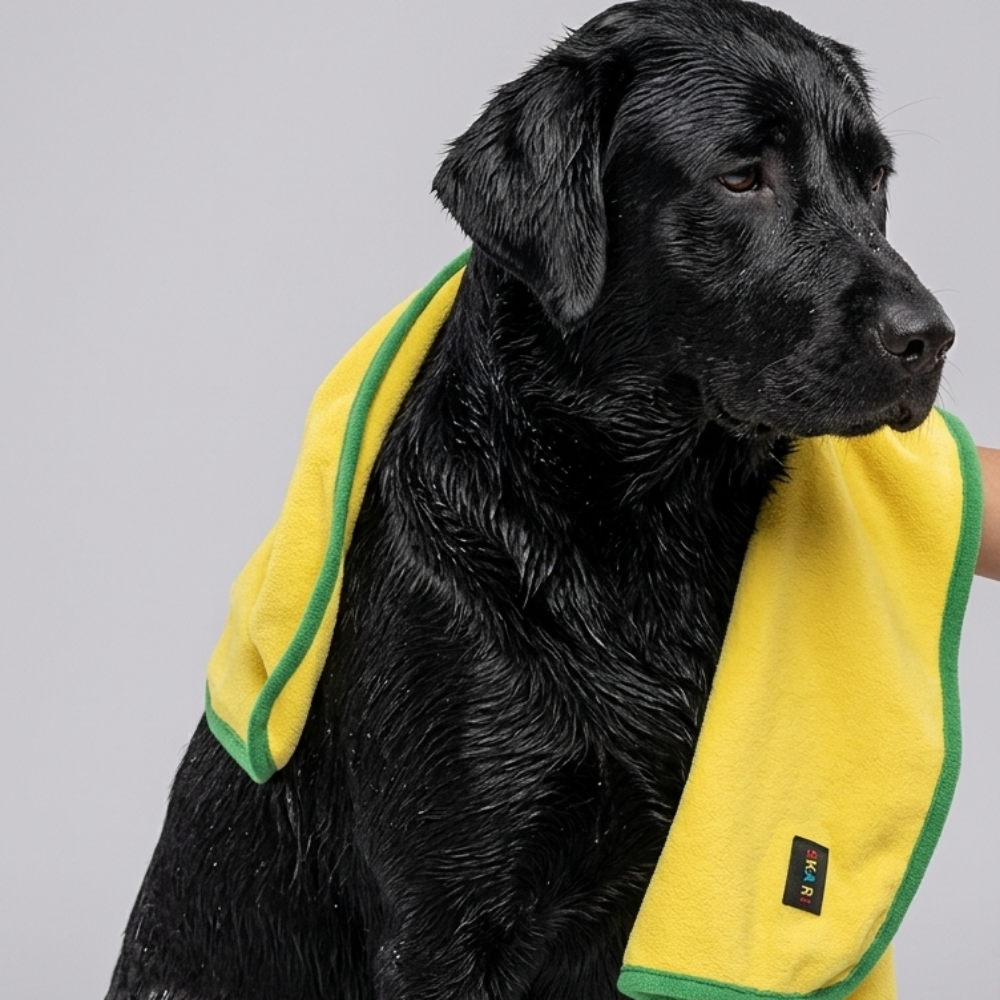 Skatrs Towel for Dogs and Cats (Yellow and Green) Both-Grooming Supplies Skatrs