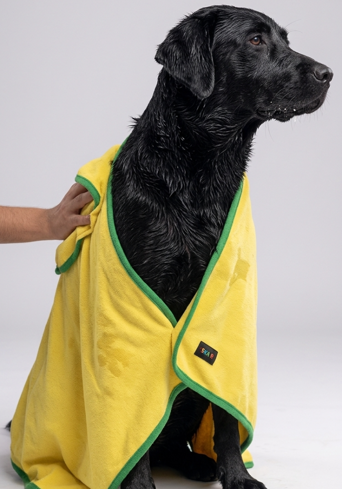 Skatrs Towel for Dogs and Cats (Yellow and Green) Both-Grooming Supplies Skatrs