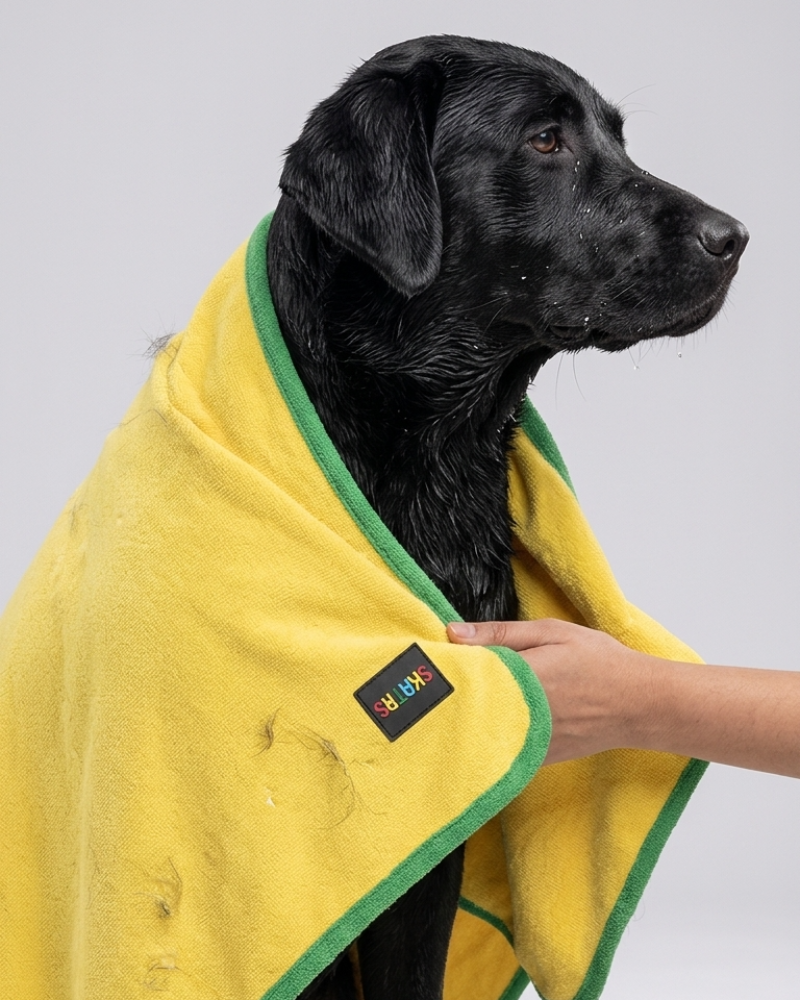 Skatrs Towel for Dogs and Cats (Yellow and Green) Both-Grooming Supplies Skatrs