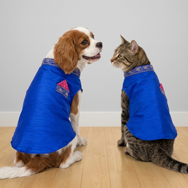 Skatrs Ethnic Sherwani for Dogs and Cats (Royal Blue)