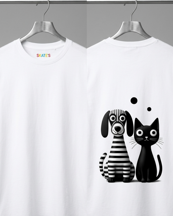 Skatrs Paws Together Oversized Tee for Men and Women (White)