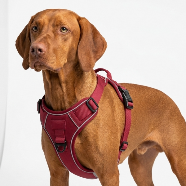 Skatrs Fully Padded Reflective Harness for Dogs & Cats (Maroon)
