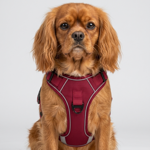 Skatrs Fully Padded Reflective Harness for Dogs & Cats (Maroon)