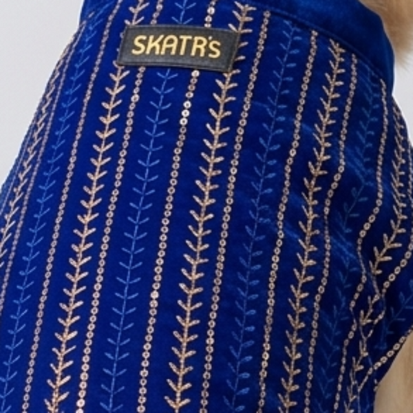 Skatrs Maharaja Handcrafted Sherwani for Dogs and Cats (Sapphire Blue)