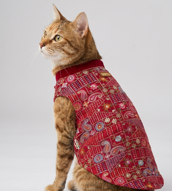 Skatrs Maharaja Handcrafted Sherwani for Dogs and Cats (Crimson Red)