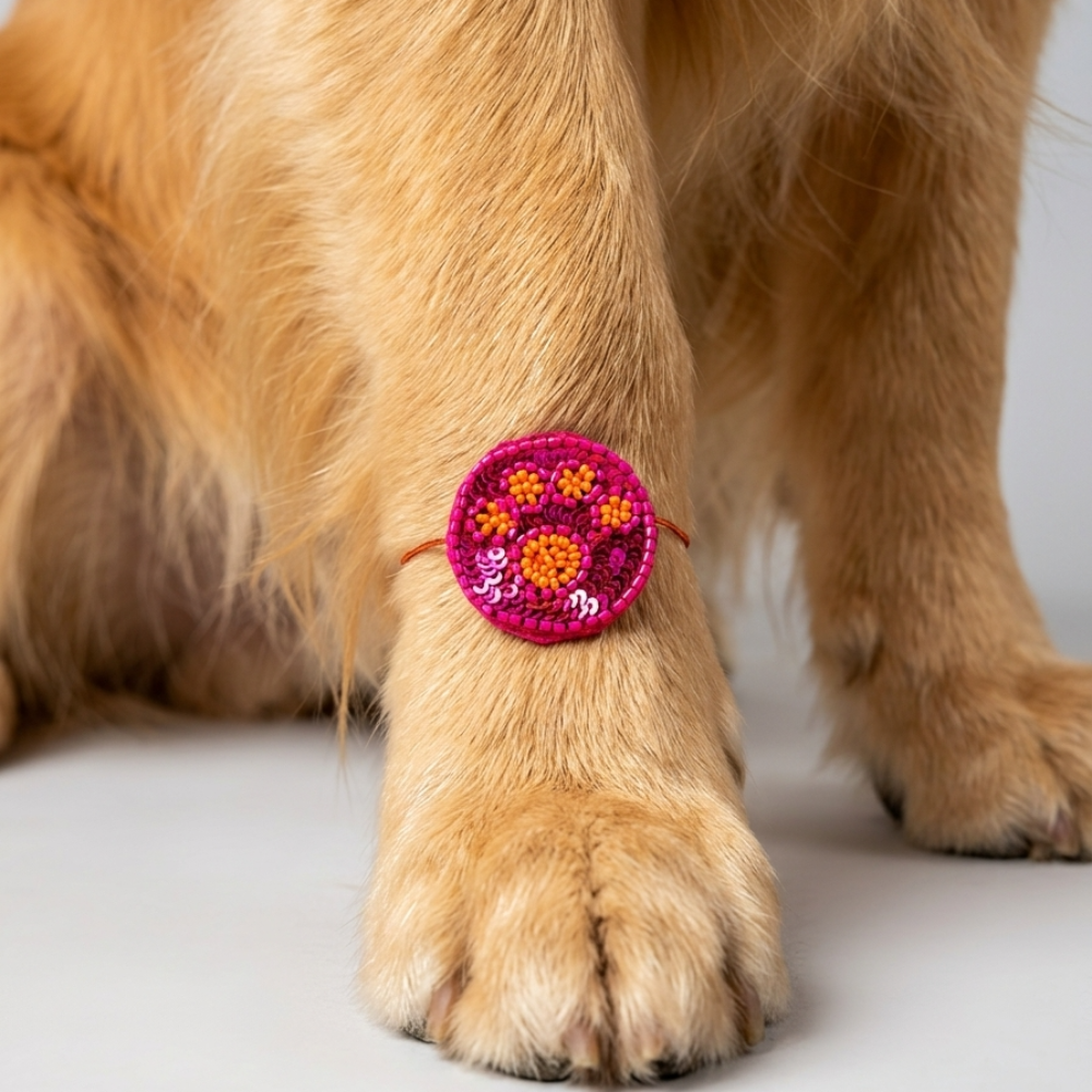 Skatrs Blossom Bond Pet Rakhi for Dogs & Cats (Pink and Orange) Both-Clothing & Accessories Skatrs