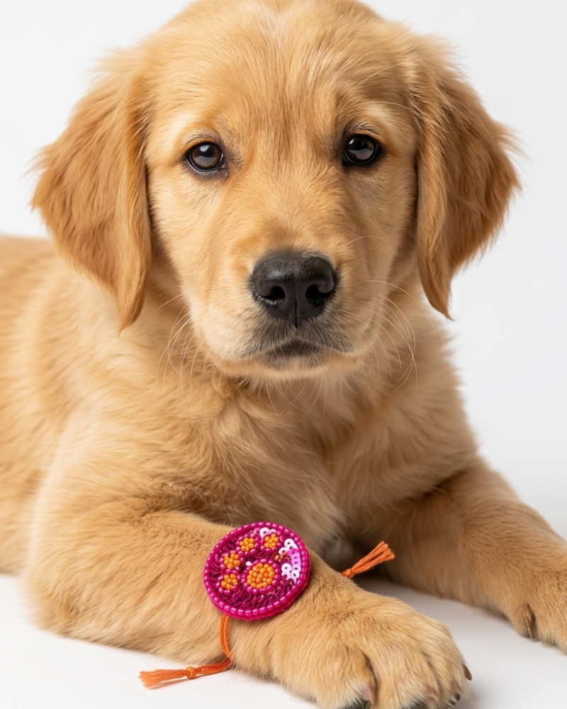 Skatrs Blossom Bond Pet Rakhi for Dogs & Cats (Pink and Orange) Both-Clothing & Accessories Skatrs