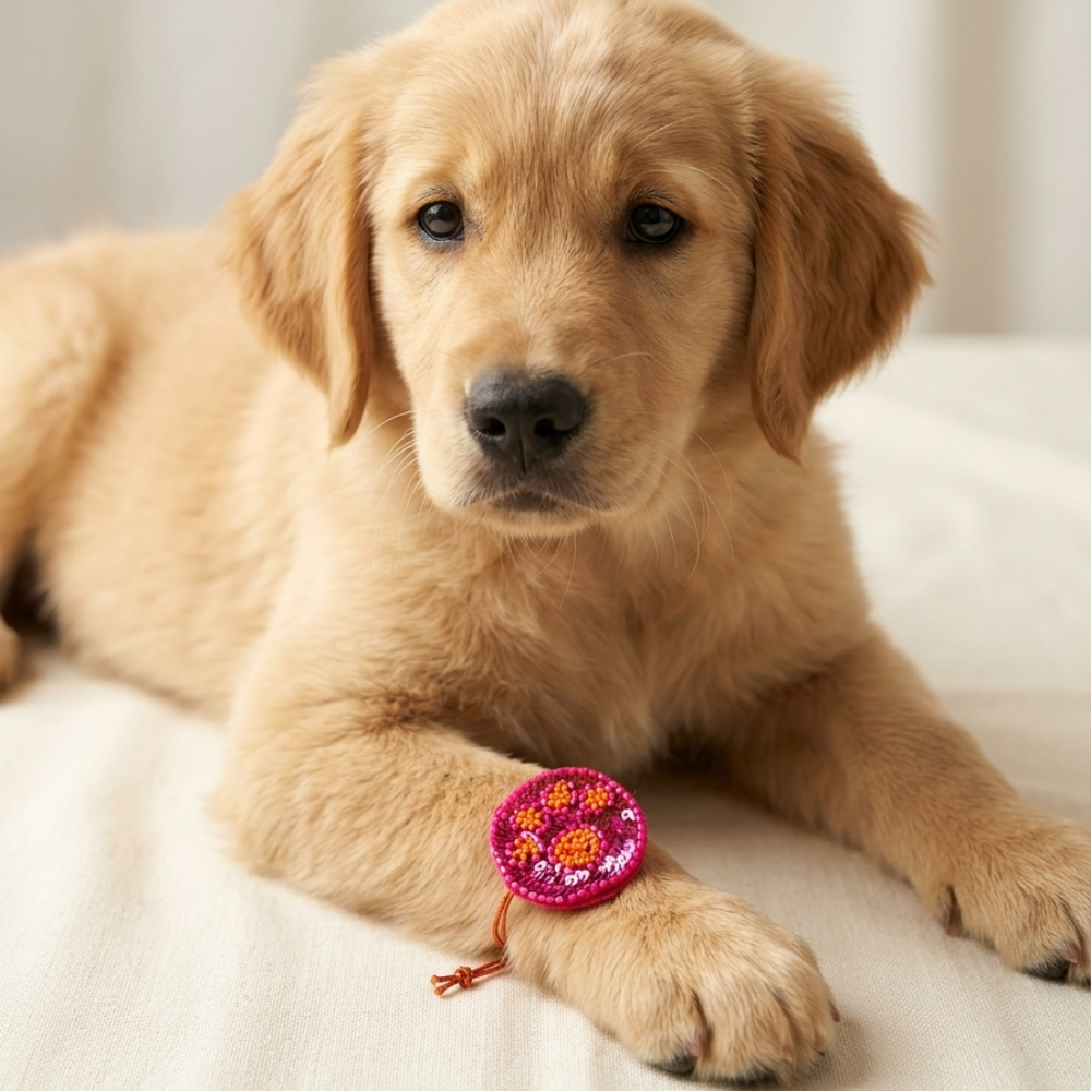 Skatrs Blossom Bond Pet Rakhi for Dogs & Cats (Pink and Orange) Both-Clothing & Accessories Skatrs