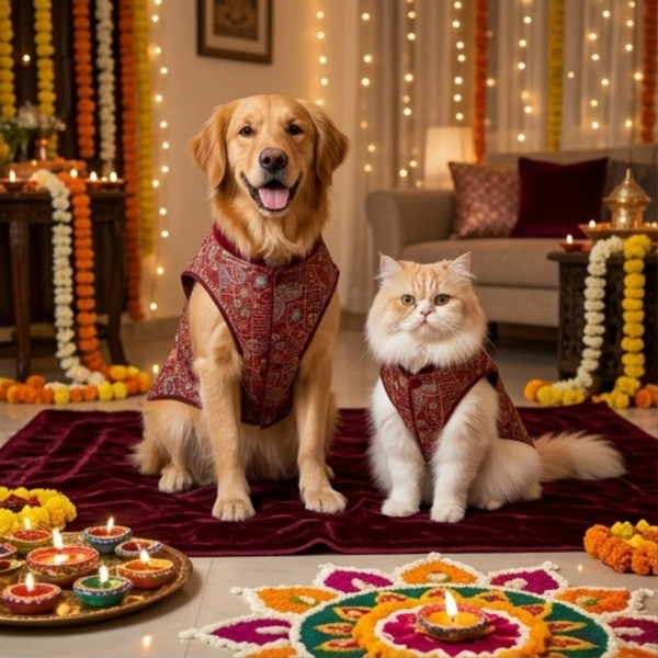 Skatrs Maharaja Handcrafted Sherwani for Dogs and Cats (Crimson Red)