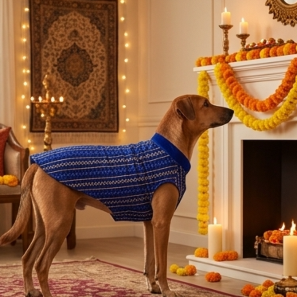Skatrs Maharaja Handcrafted Sherwani for Dogs and Cats (Sapphire Blue)