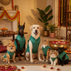 Skatrs Brocade Gold Printed Sherwani for Dogs and Cats (Teal) Both-Clothing & Accessories Skatrs