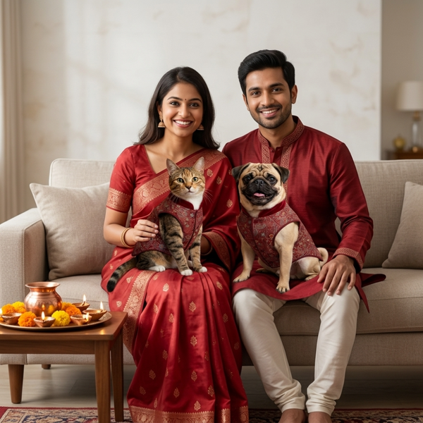 Skatrs Maharaja Handcrafted Sherwani for Dogs and Cats (Crimson Red)